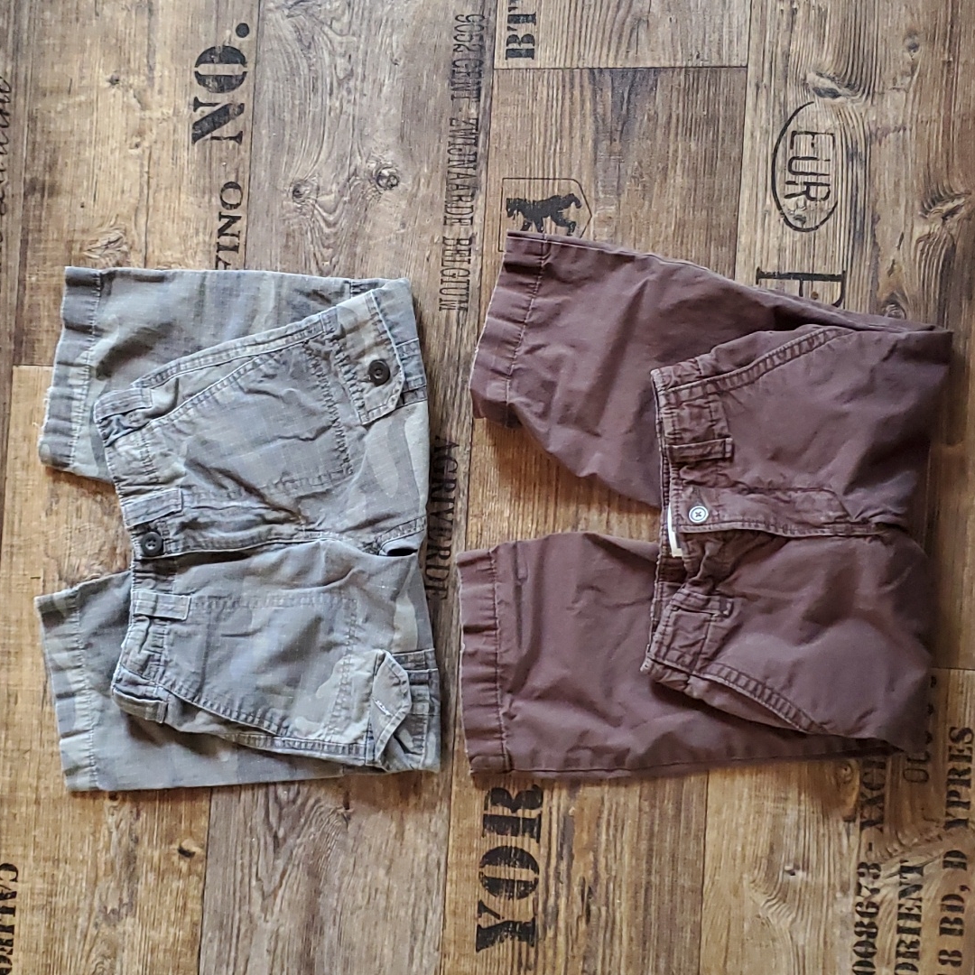 Lot Of 2, Boys Size 4, Pants, Adjustable Waist, Brown, & Camouflage